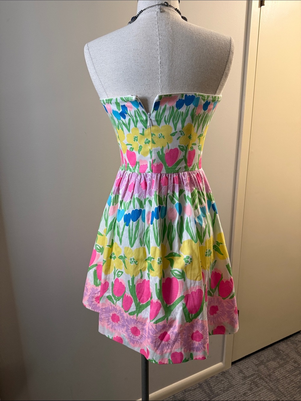 Lilly Pulitzer Strapless Floral Sundress in Pink, Yellow & Blue - Picture 3 of 11